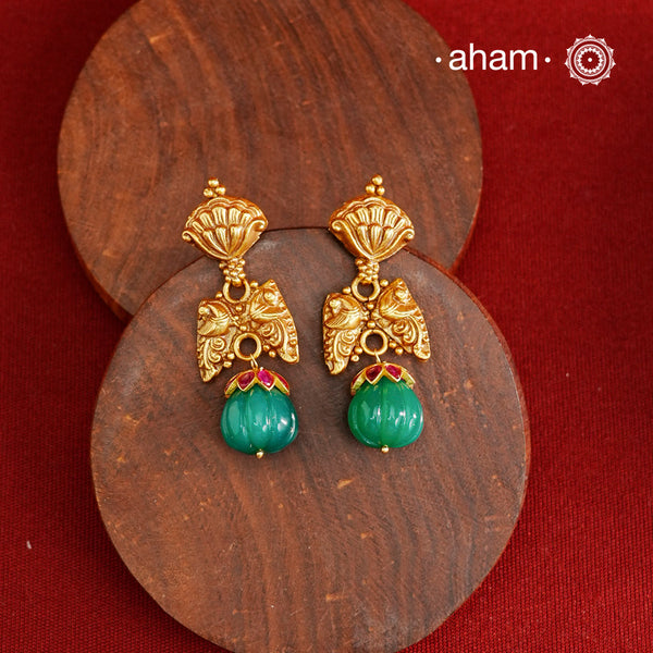 Peacock Gold Polish Silver Earrings