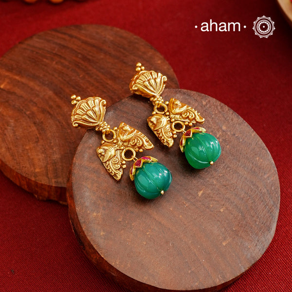 Peacock Gold Polish Silver Earrings