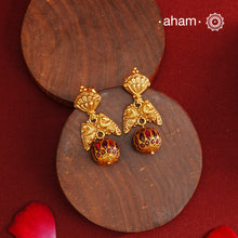 Double Peacock Gold Polish Silver Earrings
