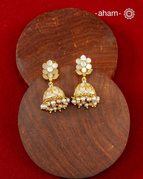 Mother of Pearl Gold Polish Silver Jhumkie