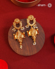 Gold Polish Peacock Silver Earrings