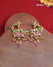 Peacock Kundan Gold Polish Silver Earrings