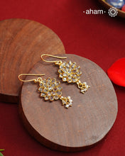 Beautiful gold polish earrings handcrafted in 92.5 sterling silver with zircon setting and little pearls. Lightweight earrings perfect for special occasions