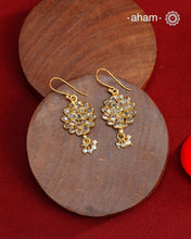 Beautiful gold polish earrings handcrafted in 92.5 sterling silver with zircon setting and little pearls. Lightweight earrings perfect for special occasions