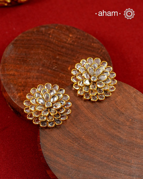 Zircon Gold Polish Silver Studs