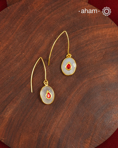 Gold Polish Silver Earrings feature exquisite kundan inlay work, blending traditional craftsmanship with contemporary style. Perfectly suited for Indo-Western ensembles, they add a touch of elegance and sophistication to your look. Crafted with attention to detail making them a versatile accessory for special occasions.