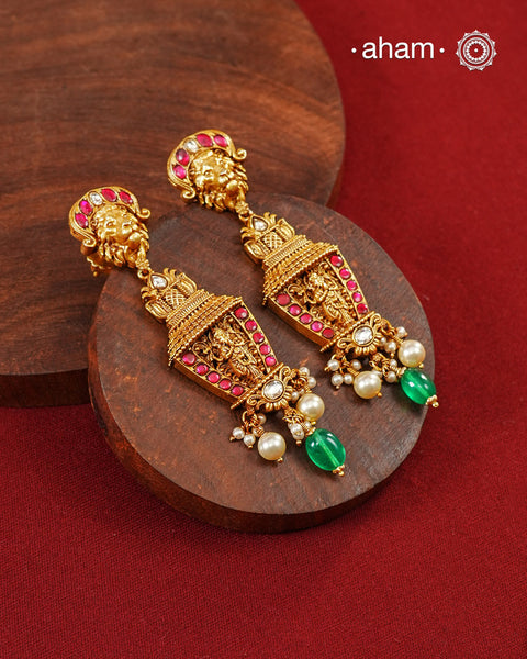 Ganeshji Gold Polish Silver Earrings