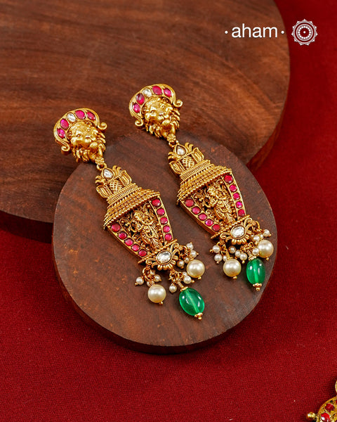 Ganeshji Gold Polish Silver Earrings