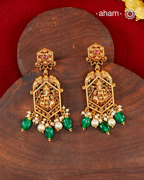 Ganesha Gold Polish Silver Earrings