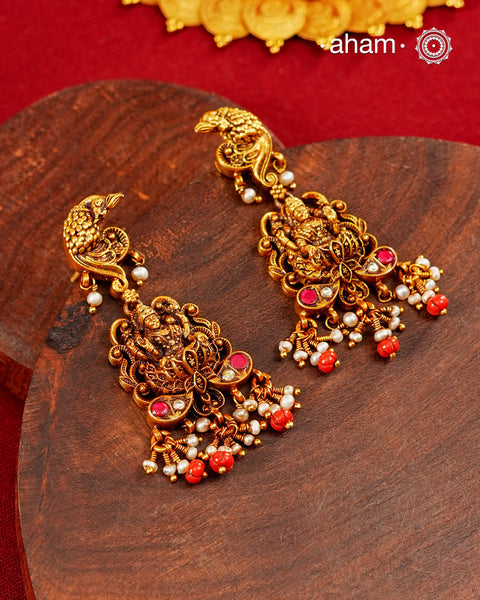 Laxmiji Gold Polish Silver Earrings