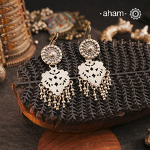 Lightweight yet striking, our Tribal Cutwork Silver Earrings are a perfect blend of tradition and elegance. Crafted in&nbsp;silver, these danglers showcase beautiful cutwork detailing, adding movement and charm to every look. Designed for comfort, they make a beautiful complement to your&nbsp;ethnic everyday outfits, effortlessly elevating your style with their handcrafted finesse.