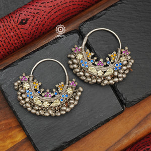 Beautiful vintage silver hoops from Rajasthan. Stunningly beautiful. You can wear them as it is as hoops or add a stud on top for ease of wear. 