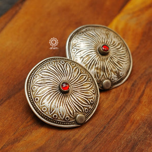 How beautiful are these oversized silver studs. Light weight and so easy to wear.  Vintage plug earrings that are converted to stud style easy to wear earrings. 