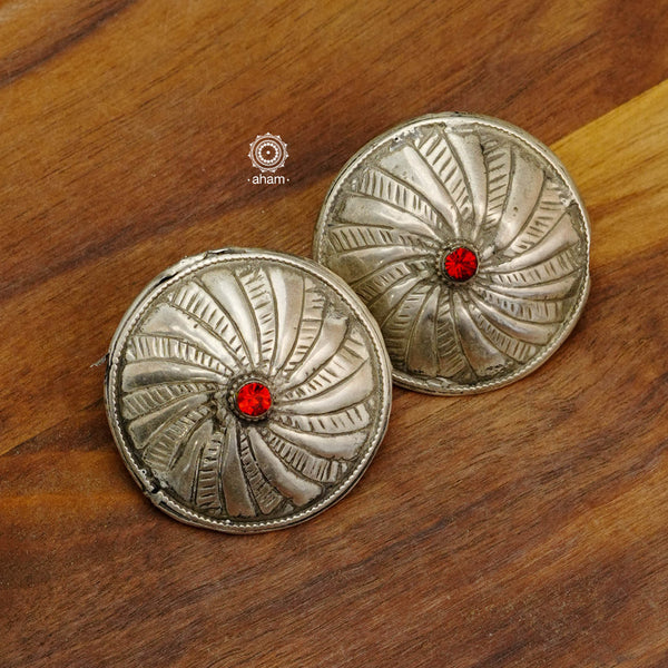 How beautiful are these dome shaped silver studs. Light weight and so easy to wear.  Vintage plug earrings that are converted to stud style easy to wear earrings. 