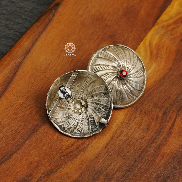 How beautiful are these dome shaped silver studs. Light weight and so easy to wear.  Vintage plug earrings that are converted to stud style easy to wear earrings. 