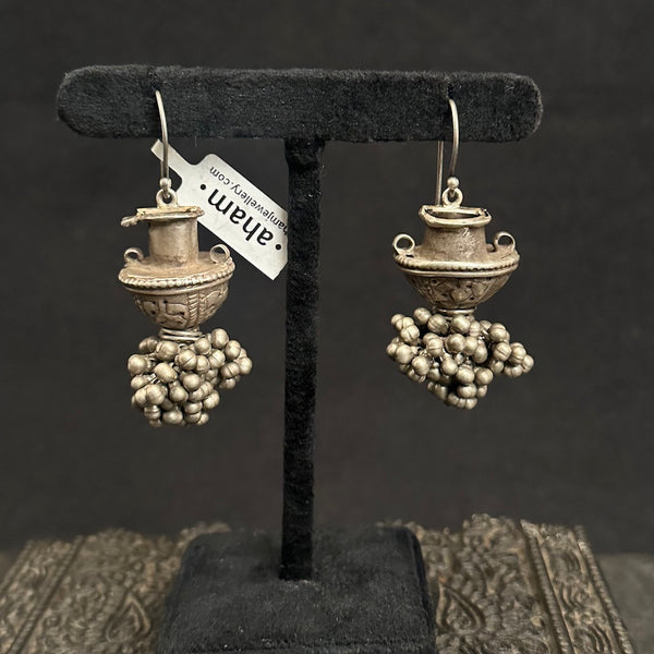 Tribal Silver made up earrings from old vintage pieces. Unique one of a kind piece.
Perfect for someone who enjoys wearings ethnic tribal pieces.