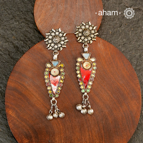 There is a different charm to old world pieces. So unique, so beautiful, heirloom pieces. Tribal silver glass earrings that will make a beautiful edition to your collection. Please note since these are made from assorted old pieces, there might be some minor variations between the two pieces.