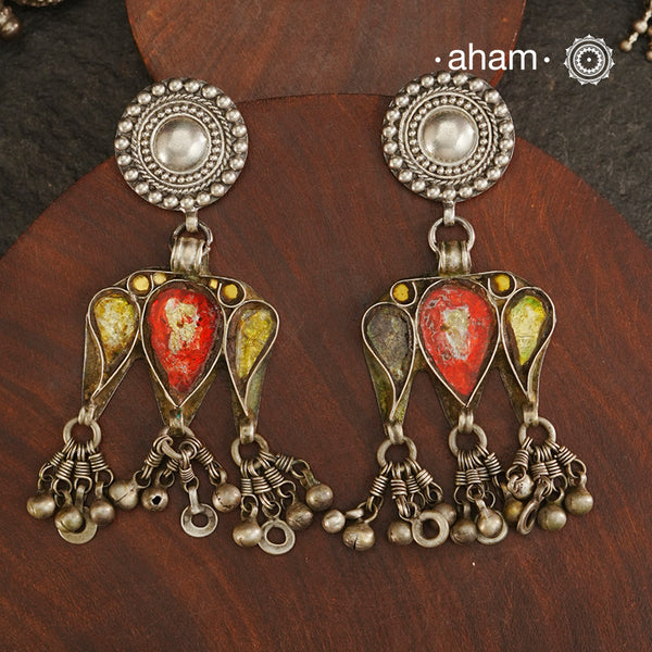 Tribal Glass Silver Earrings