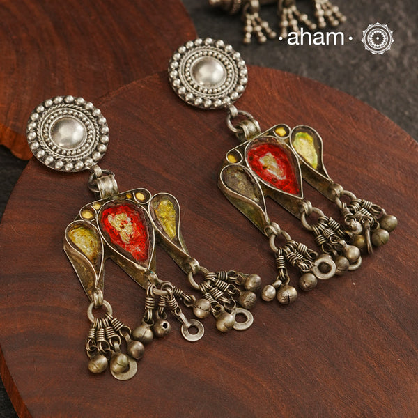 Tribal Glass Silver Earrings