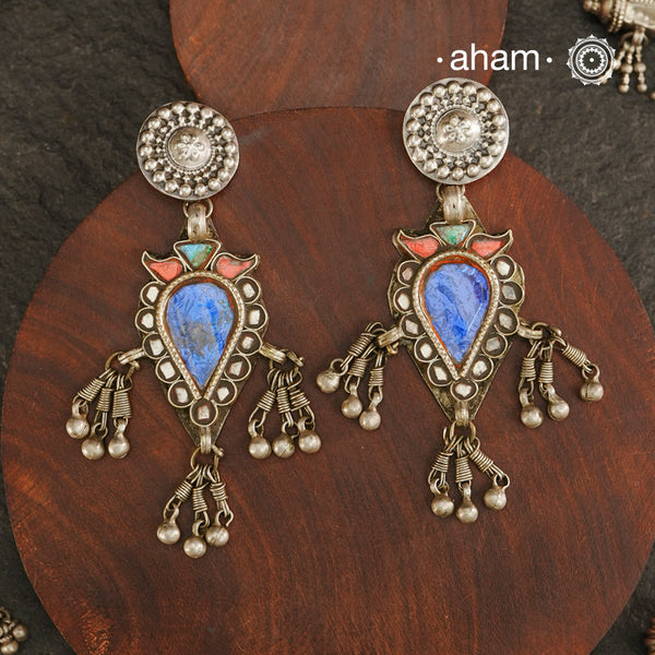 Tribal Glass Silver Earrings