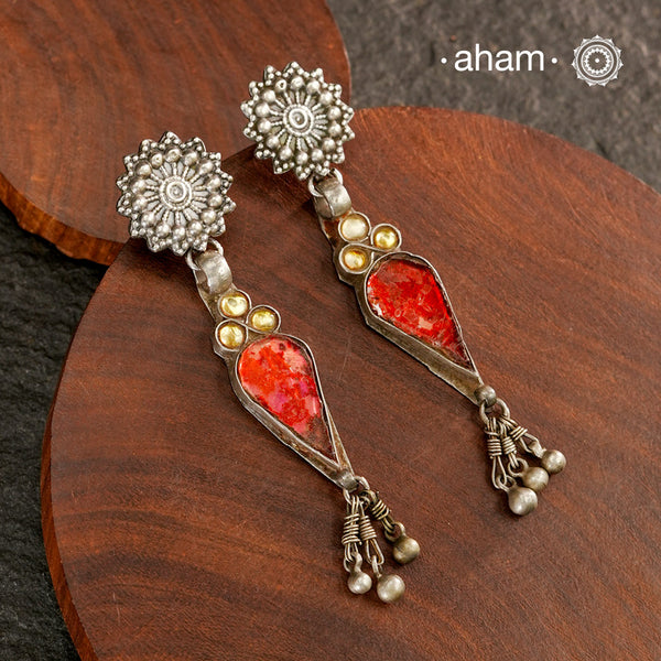 There is a different charm to old world pieces. So unique, so beautiful, heirloom pieces. Tribal silver glass earrings that will make a beautiful edition to your collection. Please note since these are made from assorted old pieces, there might be some minor variations between the two pieces.