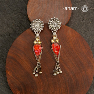 There is a different charm to old world pieces. So unique, so beautiful, heirloom pieces. Tribal silver glass earrings that will make a beautiful edition to your collection. Please note since these are made from assorted old pieces, there might be some minor variations between the two pieces.