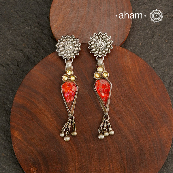 There is a different charm to old world pieces. So unique, so beautiful, heirloom pieces. Tribal silver glass earrings that will make a beautiful edition to your collection. Please note since these are made from assorted old pieces, there might be some minor variations between the two pieces.