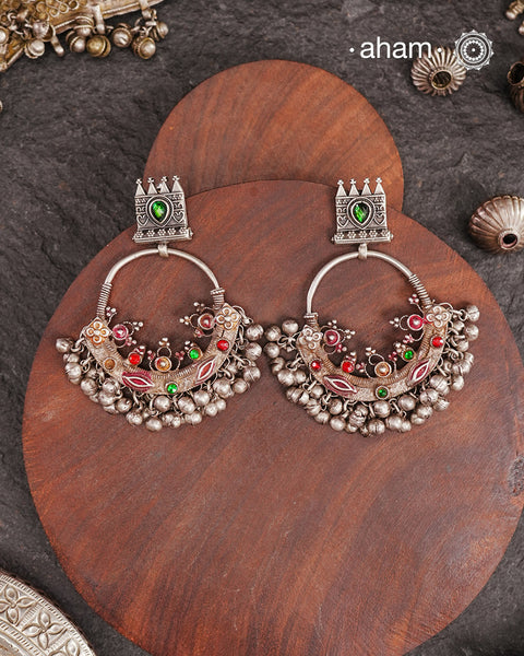 Tribal Silver Chand Bali Earrings