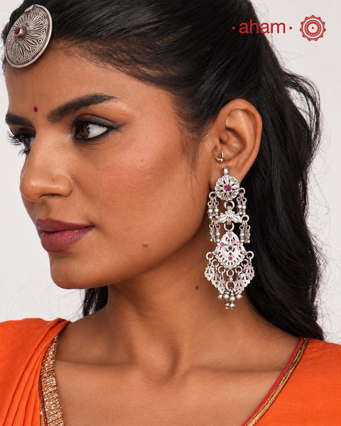 Tribal Earrings created in silver with traditional artistry and craftsmanship.