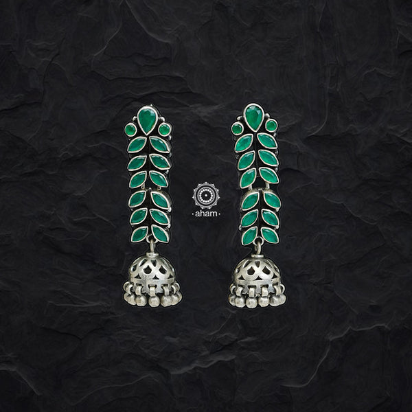 Enjoy the summer vibes with our Summer Love Green Jhumkies! Crafted with superior 92.5 silver and detailed with a stunning  Green stones, these jhumkies make a perfect addition to any look. Shine all season with these classic but stylish earrings.