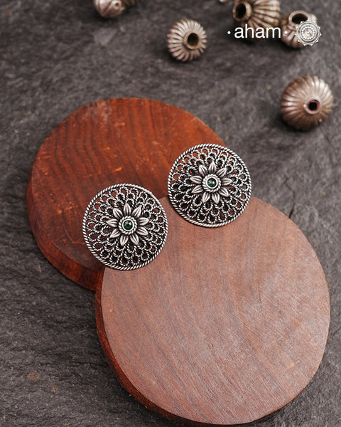 Expertly handcrafted in Kolhapur, these 92.5 sterling silver earrings are made by skilled artisans. Their lightweight design makes them ideal for everyday wear.