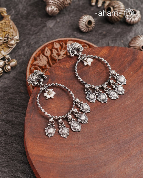 Shivneri Elephant Silver Earrings