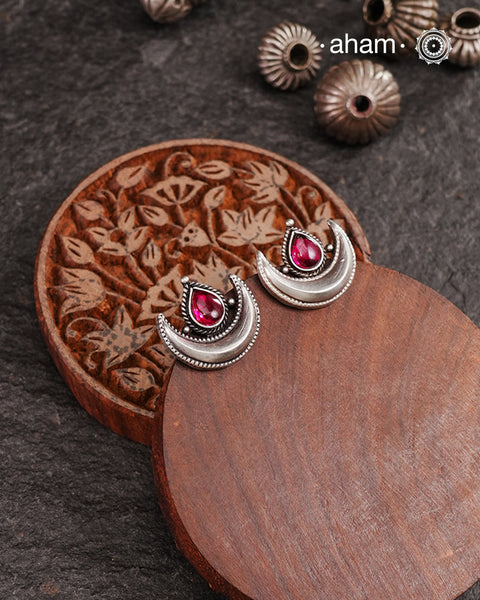 Shivneri Half Moon Silver Studs