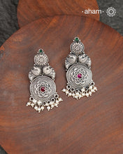 Shivneri Peacock Silver Earrings