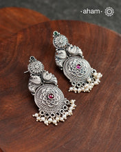 Shivneri Peacock Silver Earrings