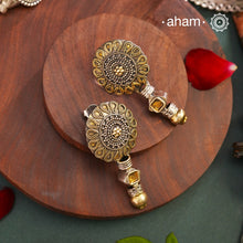 Handcrafted Noori two tone earrings in 92.5 sterling silver with beautiful floral&nbsp; work. Style this up with your favourite ethnic or fusion outfit.