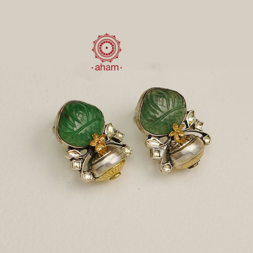Noori two tone silver earring. An eclectic mix of elements, with a play of colours, textures, forms and workmanship. Handcrafted in 92.5 Sterling Silver with dual tones that make them so versatile and unique.