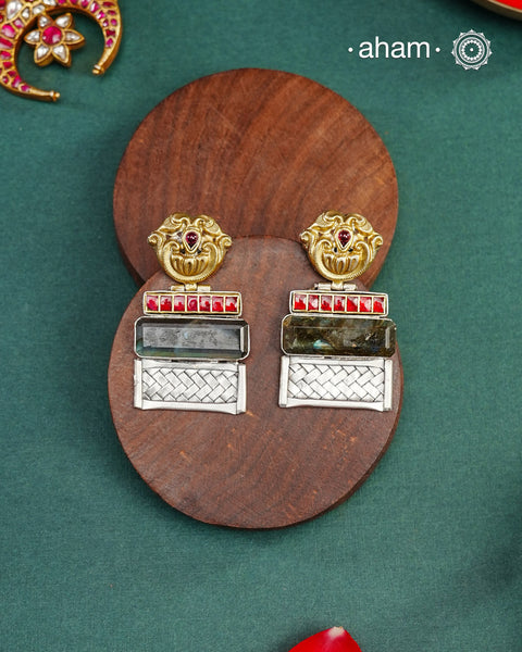 Noori two tone Silver earrings handcrafted in 92.5 sterling silver.  Style this up with your favourite ethnic or fusion outfits to complete the look.