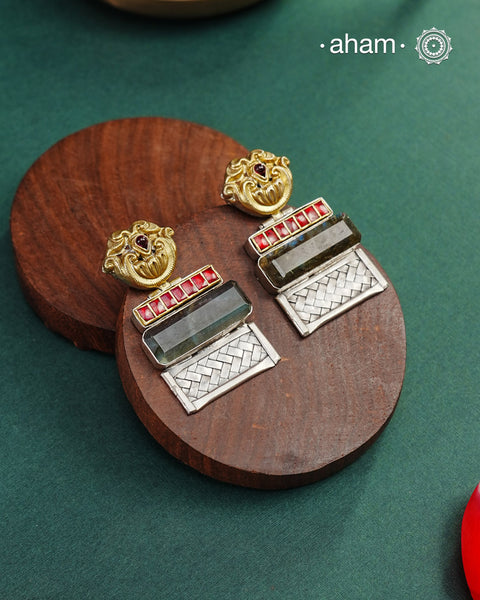 Noori two tone Silver earrings handcrafted in 92.5 sterling silver.  Style this up with your favourite ethnic or fusion outfits to complete the look.