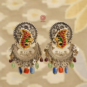 Noori Two Tone Peacock Silver Earrings