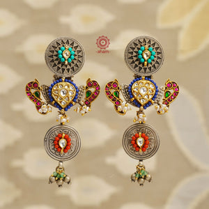 Noori Two Tone Peacock Silver Earrings