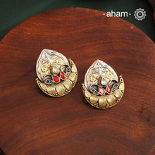 Noori two tone Earrings. The earrings are handcrafted in 92.5 sterling silver with gold highlights. Style this up with your favourite ethnic or fusion outfits to complete the look.