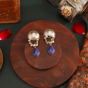 Noori two tone Earrings. The earrings are handcrafted in 92.5 sterling silver with gold highlights. Style this up with your favourite ethnic or fusion outfits to complete the look.