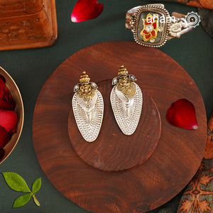 Noori two tone Earrings. The earrings are handcrafted in 92.5 sterling silver with gold highlights. Style this up with your favourite ethnic or fusion outfits to complete the look.