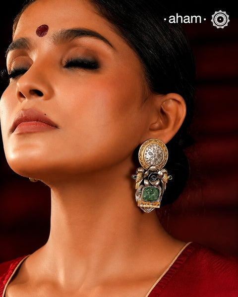 Noori Two Tone Parrot Silver Earrings