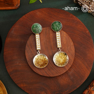 Noori two tone Earrings. The earrings are handcrafted in 92.5 sterling silver with gold highlights. Style this up with your favourite ethnic or fusion outfits to complete the look.