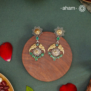 Noori two tone Earrings. The earrings are handcrafted in 92.5 sterling silver with gold highlights. Style this up with your favourite ethnic or fusion outfits to complete the look.