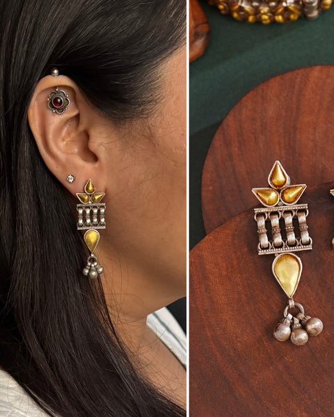 Bandhel Two Tone Silver Earrings