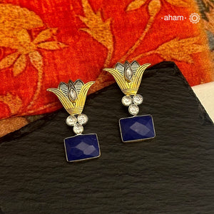 Noori two tone Earrings. The earrings are handcrafted in 92.5 sterling silver with gold highlights. Style this up with your favourite ethnic or fusion outfits to complete the look.