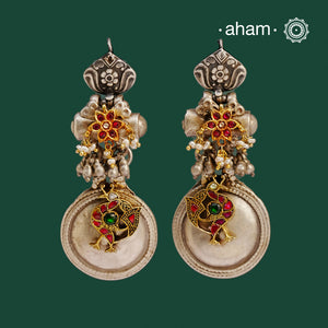 Noori two tone Earrings. The earrings are handcrafted in 92.5 sterling silver with gold highlights. Style this up with your favourite ethnic or fusion outfits to complete the look.